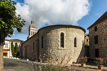 The 10th century St. Eutrope church, famous for its frecoes in this historic Dropt Valley village, Allemans-du-Dropt, Lot-et-Garonne, France, Europe