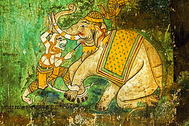 Fresco of the Reamker, the Khmer version of the Ramayana epic poem, Royal Palace cloisters, Royal Palace, Phnom Penh, Cambodia, Indochina, Southeast Asia, Asia