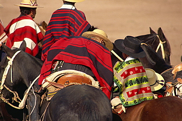 Riders at the Fiesta de Cuasimodo, a traditional festival one week after Easter, Santiago, La Barnechea, Chile, South America