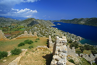 Castle at Kaleucagiz, Kekova, near Kas, Anatolia, Turkey, Asia Minor, Eurasia