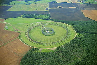 Large circular aerial at RAF Chicksands, a communications centre operated by the U.S. Air Force, near Shefford, Bedfordshire, England, United Kingdom, Europe