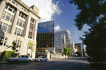 Old and new buildings downtown in the state capital, Austin, Texas, United States of America (U.S.A.), North America