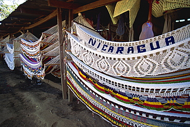 Elaborate hammocks for sale in the market, Masaya, Nicaragua, Central America