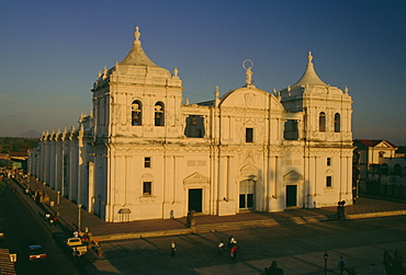 The cathedral, which took 100 years to build from 1746, and where the poet Dario is entombed, on Parque Jerez in second city and former capital, Leon, Nicaragua, Central America