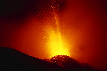 Eruption of highly active Volcan Pacaya, a popular tourist sight south of Guatemala City, Guatemala, Central America