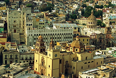 The Basilicata (1693) and the University (beyond), Guanajuato, capital of Guanajuato State, Central Mexico, Central America