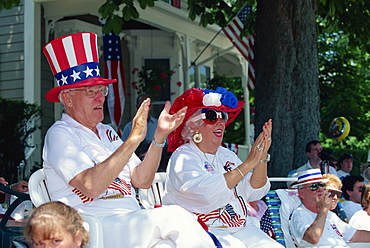 People clapping passing 4th of July parade, Rhode Island, New England, United States of America, North America