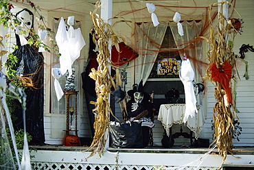 Halloween house decorations, New Baltimore, Michigan, United States of America, North America