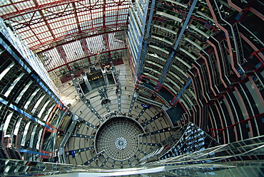 Looking down towards the atrium of the State of Illinois Building on La Salle Street, downtown Chicago, Illinois, United States of America, North America