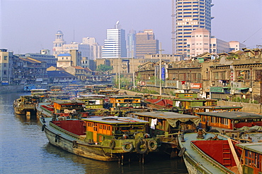 Barges on the Huangpu River, Shanghai, China