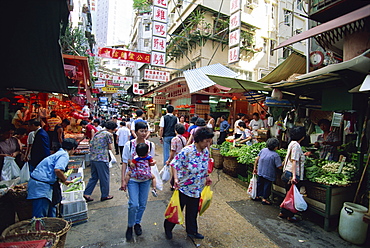 A busy market in Chinatown, a slice of old Hong Kong in Central, the business centre of Hong Kong Island, China, Asia