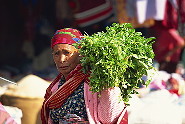 Karo Batak woman at market in Berastagi, Karo Highlands, Sumatra, Indonesia, Southeast Asia, Asia