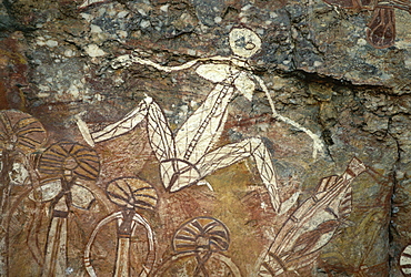 Barrginj, wife of Namarrgon the Lightning Man, one of the supernatural ancestors depicted at the aboriginal rock art site at Nourlangie Rock in Kakadu National Park, UNESCO World Heritage Site, Northern Territory, Australia, Pacific