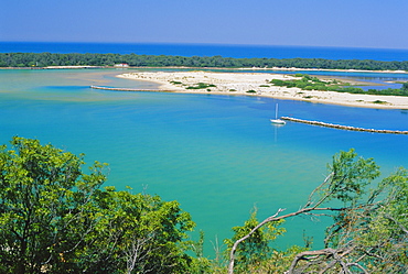 Lakes Entrance, the seamouth of the Lakes District, Australia's largest inland waterway on the coast of Gippsland in east of the state, Victoria, Australia