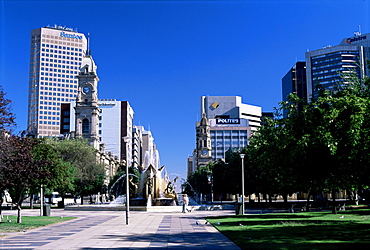 Looking north across Victoria Square towards King William Street in city centre, Adelaide, South Australia, Australia, Pacific