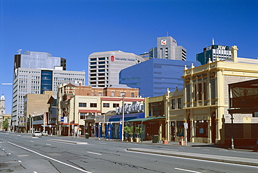 Looking west along Flinders Street in city centre, Adelaide, South Australia, Australia, Pacific