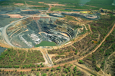 Aerial of Ranger Uranium mine in Kakadu National Park from which a share of the profits go to aboriginal landowners in the Northern Territory of Australia, Pacific