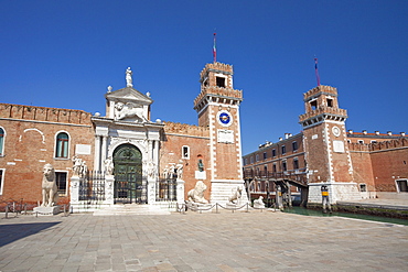 Main entrance, Arsenale, Castello district, Venice, UNESCO World Heritage Site, Veneto, Italy, Europe