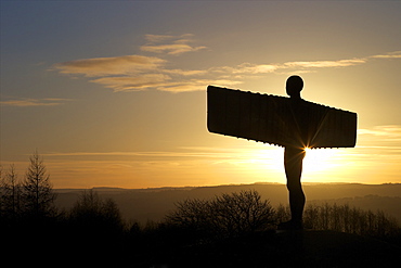 Halo over the Angel of the North by Antony Gormley, erected 1998, Gateshead, Tyne and Wear, England, United Kingdom, Europe