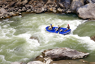 Whitewater rafting on Bhote Koshi river, Nepal, Asia