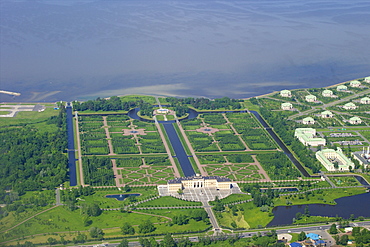 Aerial view of Constantine Palace, Strelna, near St. Petersburg, Russia, Europe 