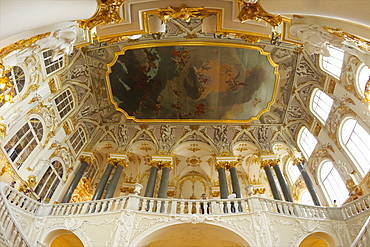 Main staircase by Rastrelli, dating from 1762, State Hermitage Museum, Winter Palace, St. Petersburg, Russia, Europe