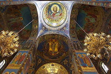 Interior mosaics, Church of the Saviour on Spilled Blood (Church of Resurrection), UNESCO World Heritage Site, St. Petersburg, Russia, Europe 