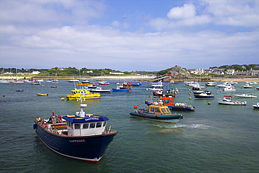 Boats in harbour, St. Mary's, Isles of Scilly, England, United Kingdom, Europe