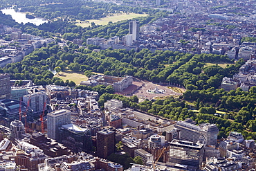 Aerial view of Buckingham Palace, London, England, United Kingdom, Europe