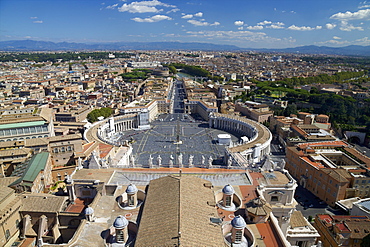 View from the dome of St. Peter's Basilica, Vatican, Rome, Lazio, Italy, Europe