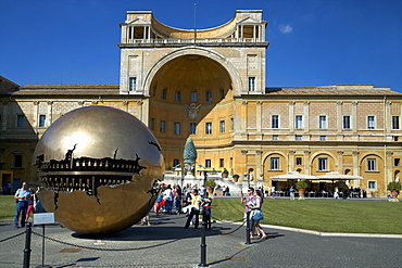 Sphere Within Sphere, in the Cortile della Pigna, by Arnaldo Pomodoro, 1990, Vatican Museum, Rome, Lazio, Italy, Europe