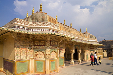 Pavilion above the Ganesh Bol Gate, Amber Fort Palace, Jaipur, Rajasthan, India, Asia