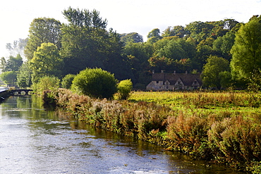 River Coln and Arlington Row, Bibury, Cotswolds, Gloucestershire, England, United Kingdom, Europe