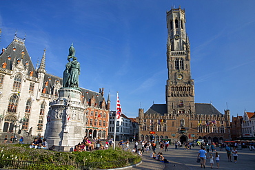 The Belfry (Belfort Tower), Markt Square, Bruges, UNESCO World Heritage Site, West Flanders, Belgium, Europe