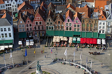 Markt Square seen from the top of Belfry Tower(Belfort Tower), UNESCO World Heritage Site, Bruges, West Flanders, Belgium, Europe