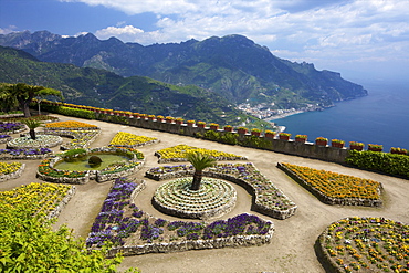 View from Villa Rufolo Gardens, Ravello, Amalfi, UNESCO World Heritage Site, Campania, Italy, Europe