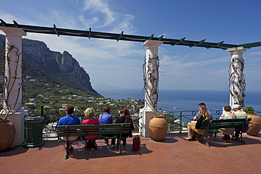 Views from La Piazzetta, Capri town, Isle of Capri, Bay of Naples, Campania, Italy, Europe