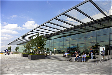 Passengers wait outside Terminal 4, Heathrow Airport, London, England, United Kingdom, Europe