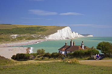 Cuckmere Haven, Seven Sisters white chalk cliffs, East Sussex, England, United Kingdom, Europe