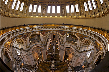 Whispering Gallery and nave, interior of St Paul's Cathedral,  London, England, United Kingdom, Europe