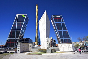 Kio towers (Torres Kio) at the end of the Paseo de la Castellana, Plaza Castilla, Madrid, Spain, Europe