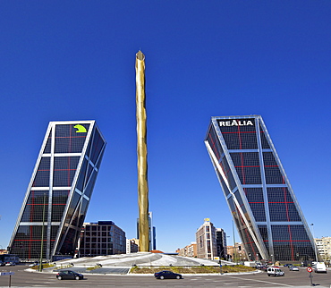 Kio towers (Torres Kio) at the end of the Paseo de la Castellana, Plaza Castilla, Madrid, Spain, Europe