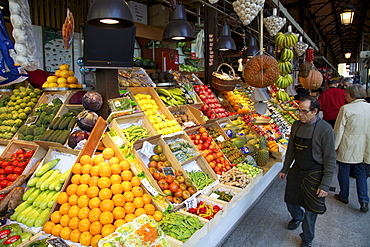 Fresh fruit and vegetables for sale in market, Mercado de San Miquel, Madrid, Spain, Europe