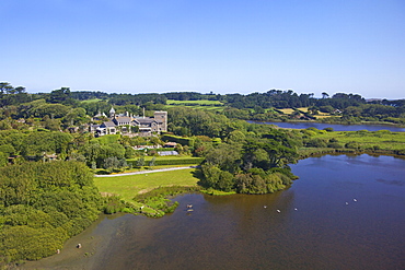 AerIal photo of Tresco Abbey, Isles of Scilly, England, United Kingdom, Europe