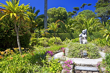 Gaia sculpture by David Wynne, 1989, in the sub-tropical Abbey Gardens, Island of Tresco, Isles of Scilly, England, United Kingdom, Europe