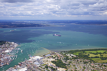 Aerial view of Cowes and the Solent, Isle of Wight, England, United Kingdom, Europe