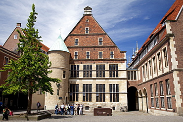 Town hall, Friedenssaal, historic venue, rear view, Muenster, Muensterland, North Rhine-Westphalia, Germany, Europe