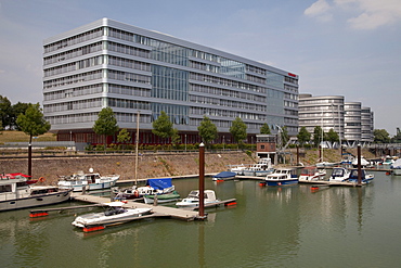 Hitachi Power Office, office buildings, modern architecture, Innenhafen harbor, Duisburg, Ruhrgebiet region, North Rhine-Westphalia, Germany, Europe