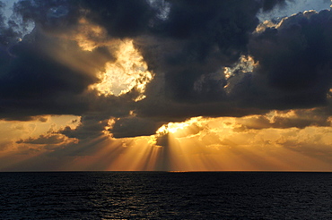 Sunset with clouds over the Mediterranean sea, near Lattakia, Syria, Middle East, West Asia