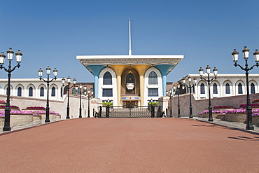 View of the main building of the Al Alam Palace in Muscat, Oman, Middle East